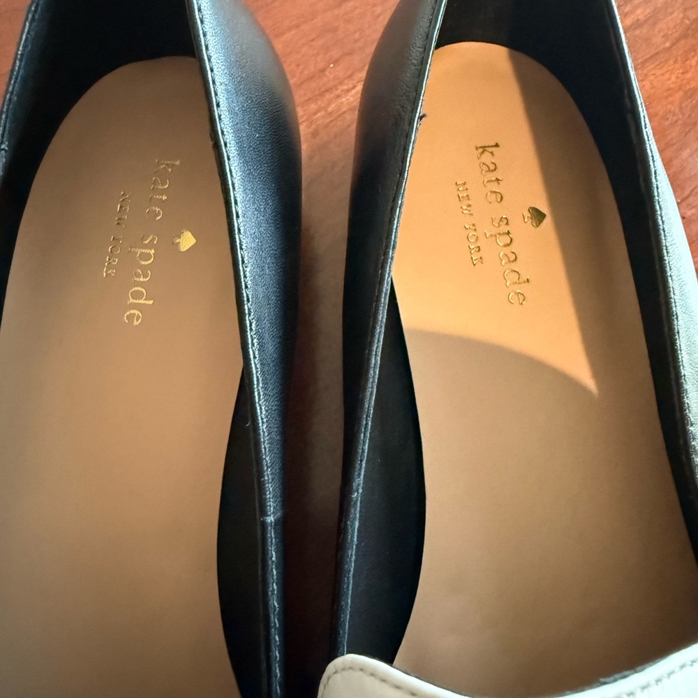 Kate Spade Black and White Loafers with Embellished Bow - Picture 6 of 7